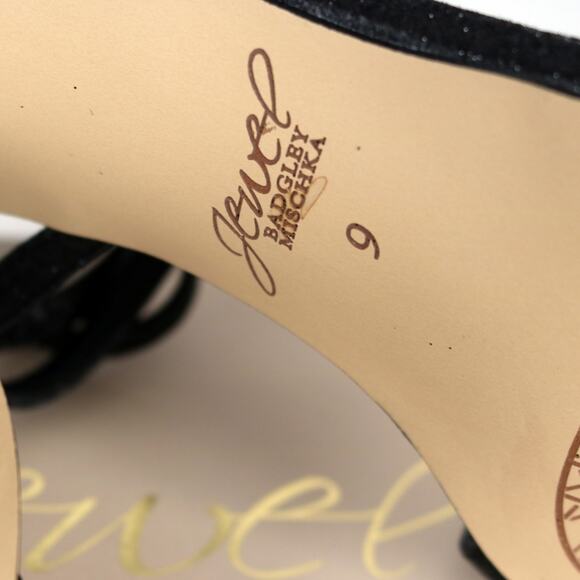 Jewel Badgley Mischka High Heel Sandals Black Sparkly Ambre 9 NWT - Picture 7 of 8